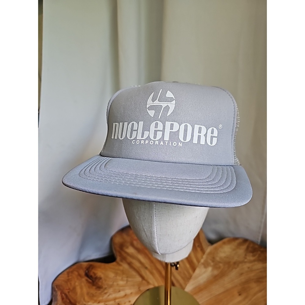Vintage Adjustable Gray and White Industrial Nuclepore Mesh Trucker‎ Hat - Picture 2 of 15